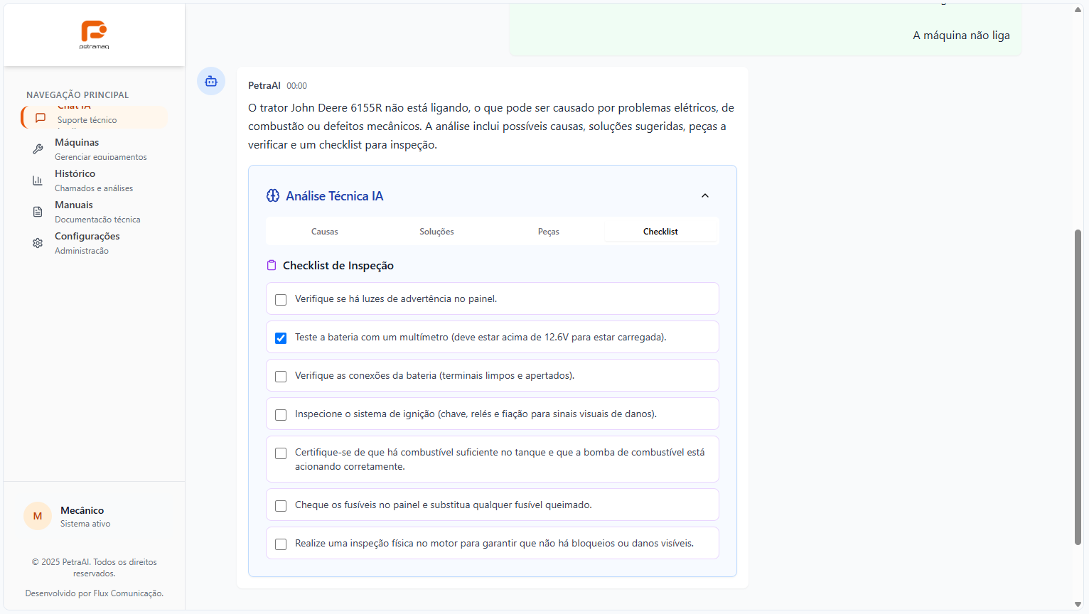 Checklist de Manutenção